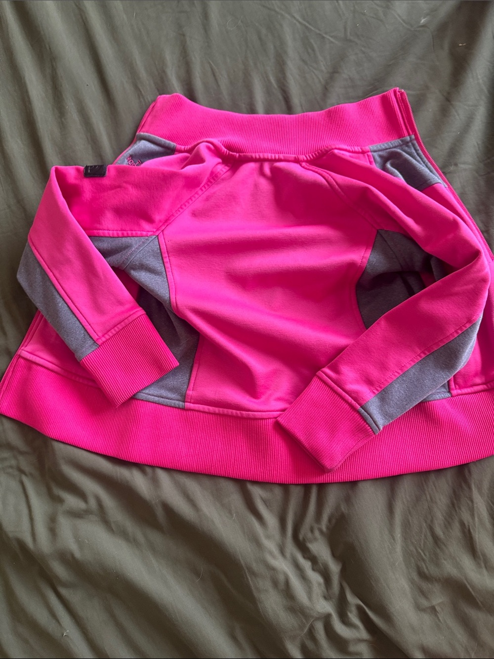 The North Face Hot Pink and Gray Girls' Full-Zip Fleece Jacket - Picture 4 of 4